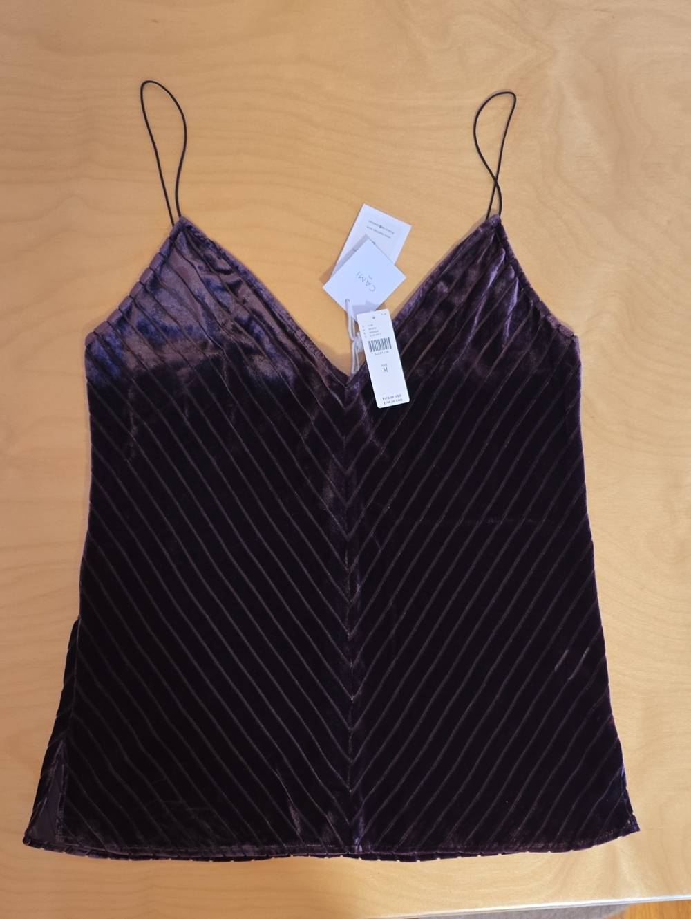Cami NYC Dark Purple Chevron Velvet Slip Cami